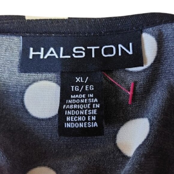 HALSTON Black and White Polka Dot Stretch Dress Size XL NEW NWOT - Picture 6 of 6